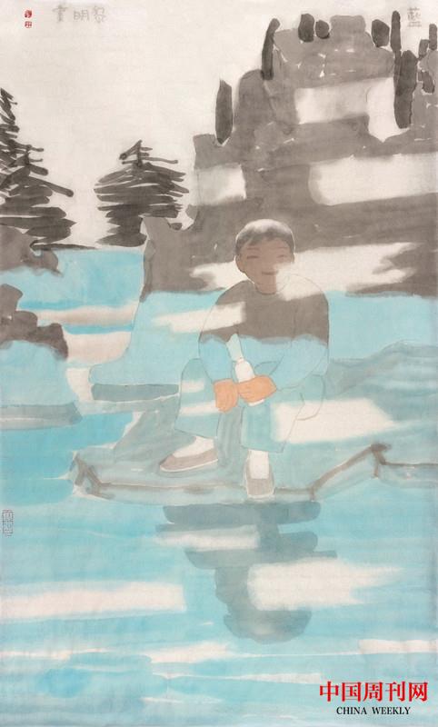 田黎明2020藍，紙本水墨，70×40cm.jpg